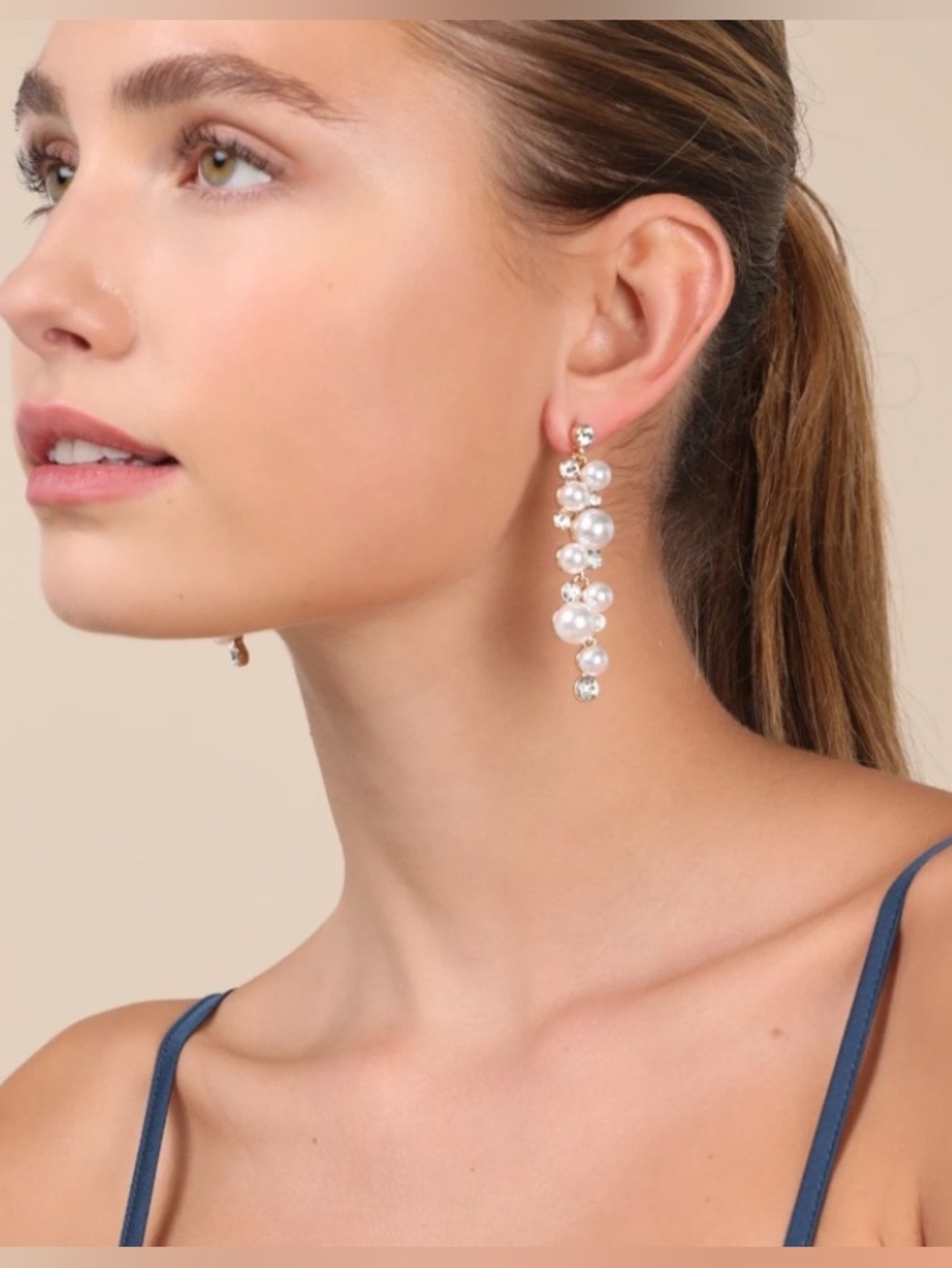 NWT Lulu’s Elegant Pearl Drop Earrings - White and Gold-Wedding Bride Formal